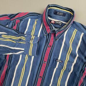 Chaps Ralph Lauren Stripe Shirt | M | Multicolor Cotton | Extra Buttons Included